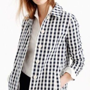 jcrew black gingham trench coat